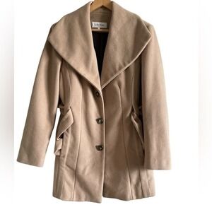 Calvin Klein Coat Women 12 Belted Shawl Collar Camel Tan EUC